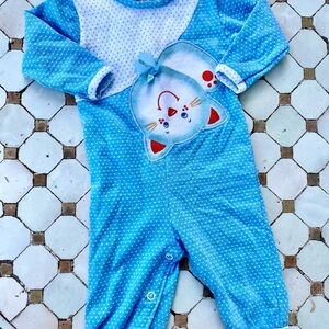 Charming Blue Cat Kids Footie